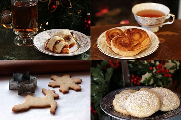 Collage of cookie plates and drinks